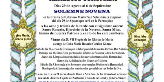 Cultos en honor de Ntra. Sra. de los Remedios Coronada Cultos en honor de Ntra. Sra. de los Remedios Coronada