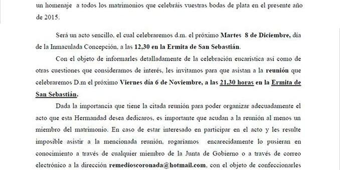 Citación reunión Bodas de Plata 2015 Citación reunión Bodas de Plata 2015