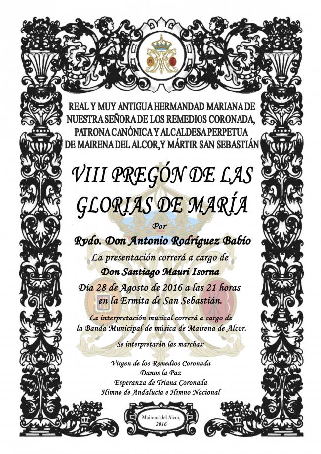 VIII Pregón de Glorias de María VIII Pregón de Glorias de María